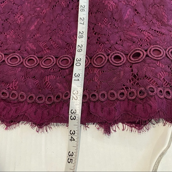 Free People X Saylor Burgundy Cherie Bodycon Lace Mini Dress Sz S MISSING BUTTON - Picture 8 of 11